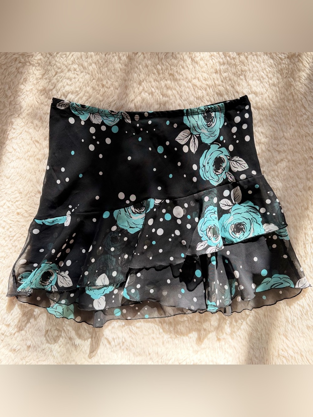Y2K Vintage Necessary Objects Floral Ruffle Layered Mini Skirt Feminine Womens M